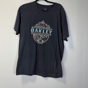 Oakley Mens Mountain Wave Graphic T-Shirt XL Black Regular Fit Short Sleeve Tee